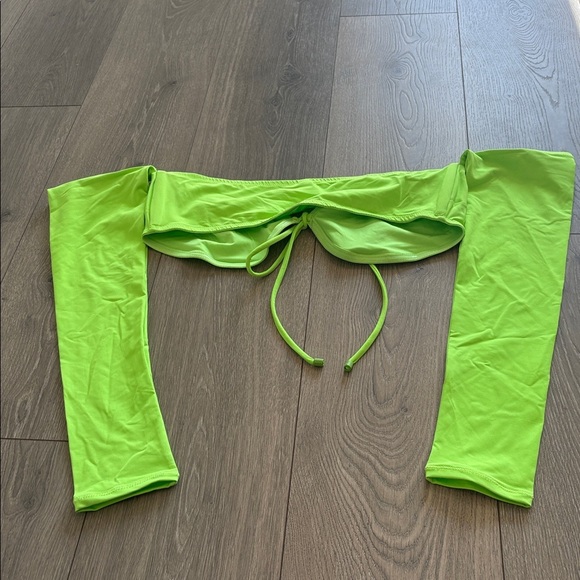 Skims Swim Long Sleeve Bikini Top - Neon Green Size XL NWOT - Picture 7 of 8